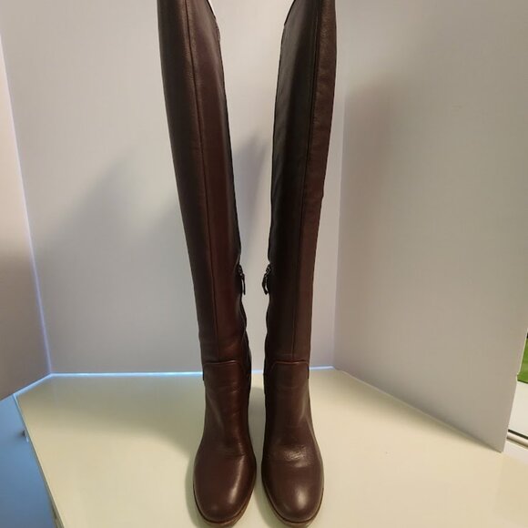 Franco Sarto Over-the-Knee Burgundy Leather Heeled Leather Boots - Picture 4 of 9